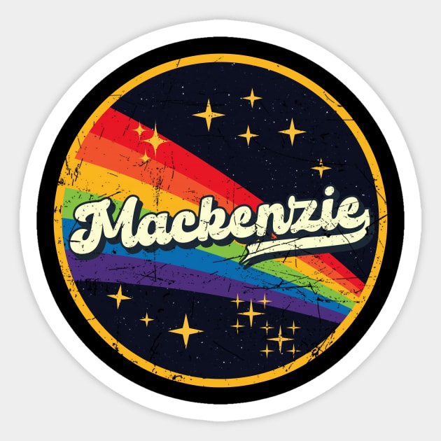 Mackenzie // Rainbow In Space Vintage Grunge-Style Sticker by LMW Art